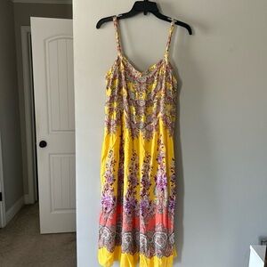 Anthropologie Floral Yellow and Orange jumpsuit